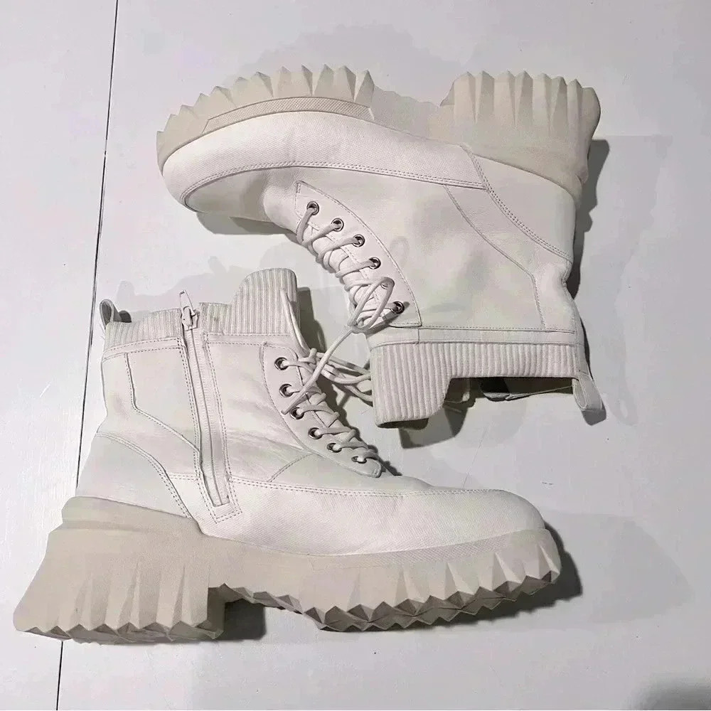 Nurture Whitney Water Resistant Leather Lace-Up Lug Sole Platform Boots - Picture 2 of 7